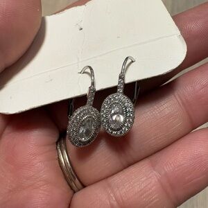Lafonn Sparkling Silver Oval Earrings